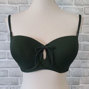 Shade and Shore Olive Green Underwire Support Bikini Top 34DD Swimwear NEW Beach